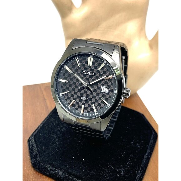 Casio Men's Watch MTP-VD03 Quartz Analog Black Dial Stainless Steel 41mm 5058 - Picture 1 of 14